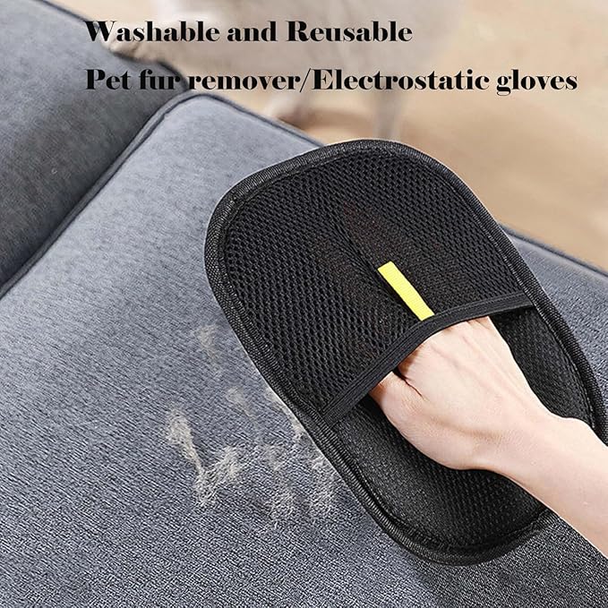 Reusable Pet Hair Removal Gloves, Electrostatic Hair Remover, Efficient Grooming Gloves for Pet Hair, Dog and Cat Fur Electrostatic Gloves for Couch, Clothes, Carpet, Bed Sheet