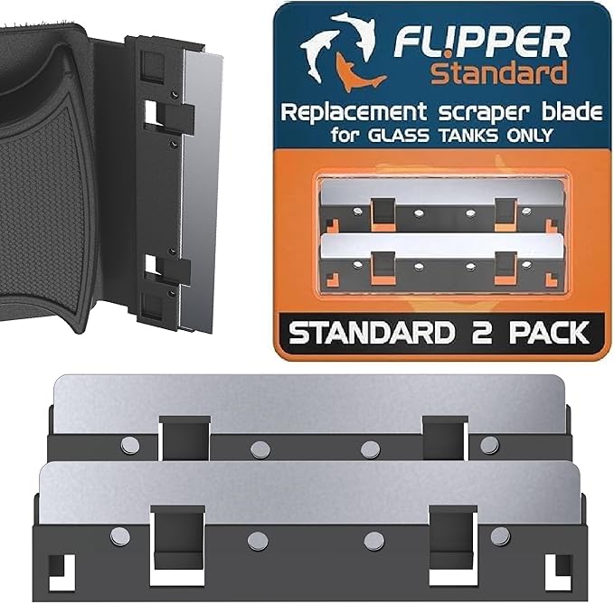 Flipper Standard Aquarium Algae Remover for Fish Tank Cleaner Replacement Blades, Pack of 2 - Glass Scraper Blades for Cleaning Kits - Water Cleaning Accessory