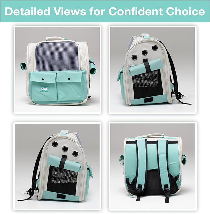 Pet Backpack Carrier for Small Dogs, Cats, Kittens, Rabbits – Airline Approved Travel Bag with Breathable Mesh and Padded Straps – Soft-Sided Cat Carrier Backpack for Hiking, Camping, Trips