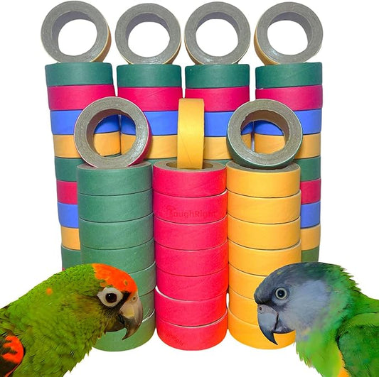 70 Pcs Chew Bagels Bird Toys for Parrots Durable Cardboard BrioChew 0.3in“ Thick Chewing Shredding Foraging Foot for Medium & Large Parrot Amazons Mini Macaws African Greys Cockatoos Eclectus Senegal