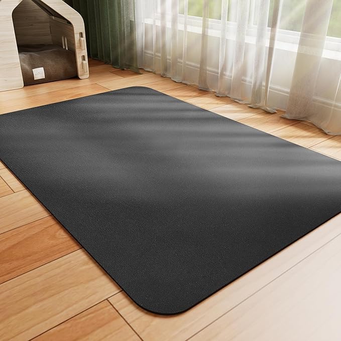 Dog Food Mat - Absorbent Cat Mat for Food and Water, No Stains Pet Feeding Bowl Mat, Easy to Clean Pet Placemats, Quick Dry Dog Water Dispenser Mat for Messy Drinkers | Black 12"x 19"