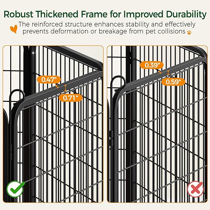 Yaheetech Dog Playpen, 40 inch 8 Panels Dog Pen for Indoor Heavy Duty Puppy Exercise Pen Metal Pet Fence for RV Camping/Yard/Garden
