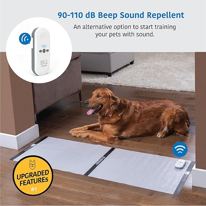 SVD.PET (2-Pack Pet Training Mat with Tester, Pet Shock Pad, Dogs & Cats Electronic Repellent mat for Indoor, 3 Training Modes, 5 Levels, Pet Safe Mode (White controler 48" X 20")