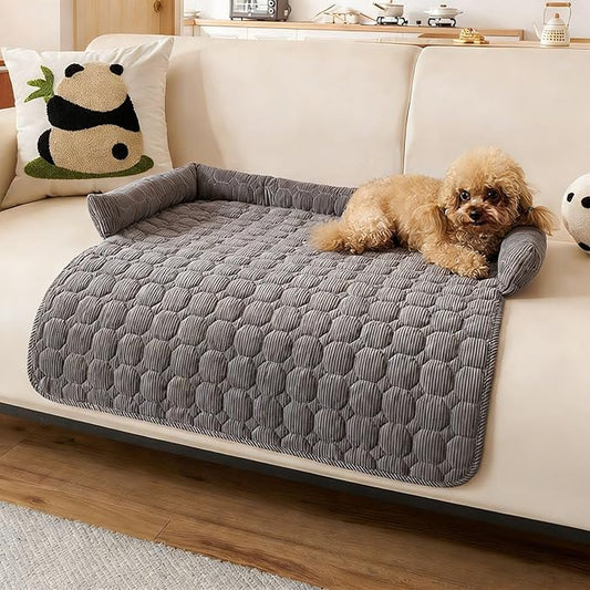 Dream Cloud Pet Sofa Bed Machine Washable Waterproof Supportive Comfort Non-Slip Plush Pet Couch Bed with Raised Edge for Sofa Car Floor, Small Medium Dogs Cats, Furniture Protector (Dark Gray2)