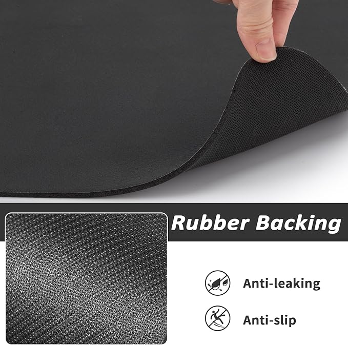 Dog Food Mat - Absorbent Cat Mat for Food and Water, No Stains Pet Feeding Bowl Mat, Easy to Clean Pet Placemats, Quick Dry Dog Water Dispenser Mat for Messy Drinkers | Black 18"x 28"