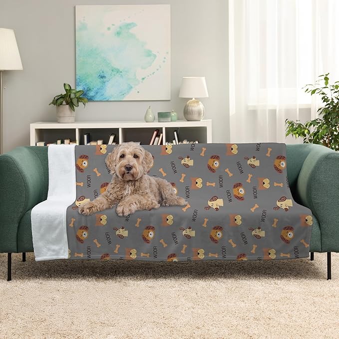 Grey Woof Fleece Pet Lightweight Blanket - 30" x 40" - Cute for Dogs - Gifts and Puppy Essentials - Printed in America