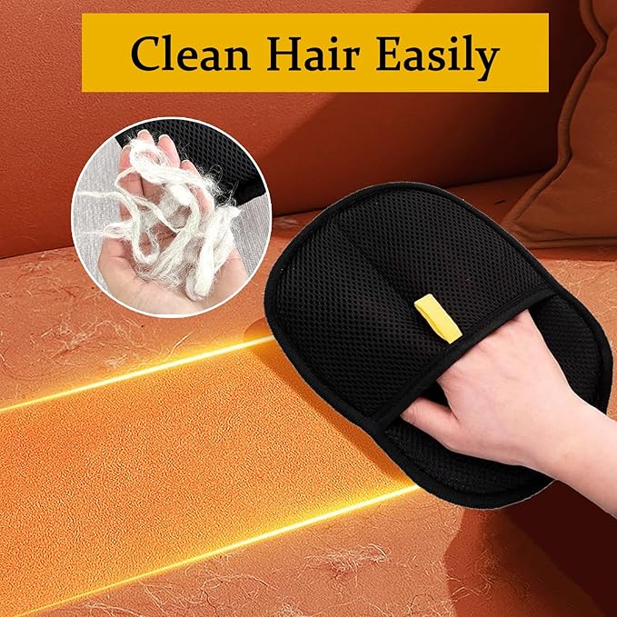 The Magic Brush Pet Hair Remover, Acssart Pet Hair Removal Glove, Electrostatic Pet Grooming Gloves, Efficient Reusable Cat & Dog Hair Remover for Couch, Furniture, Carpet, Curtain (2PCS)