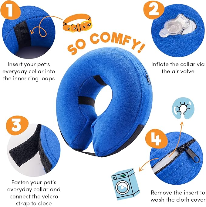 BENCMATE Inflatable Dog Cone Collar Alternative, Soft Dog Cone for Small Medium Large Dogs and Cats, Neck Recovery ECollar Donut Collar After Surgery (XXLarge, HeartShape)
