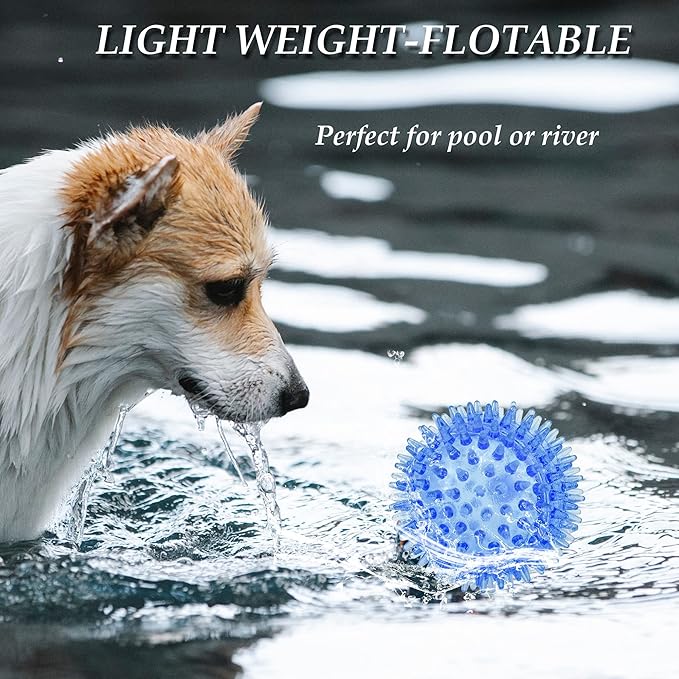6pack Squeaky Dog Toys Spiky Dog Balls Cleans Teeth and Promotes Dental and Gum Health for Your Pet Squeaker Ball Toys for Aggressive Chewers (S 6PACK)