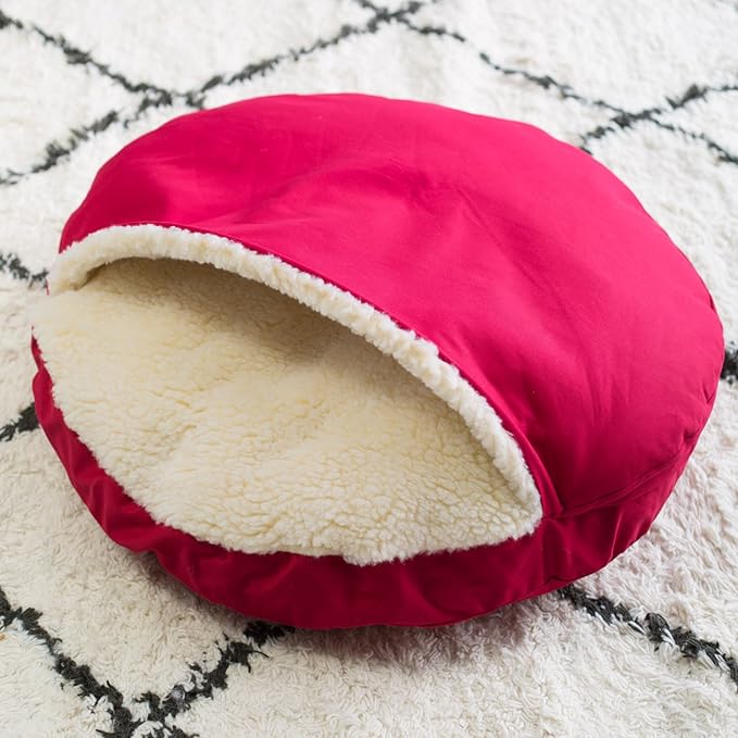 Snoozer Cozy Cave Dog Bed - Indoor Dog Bed with Cover Cave, Covered Calming Burrow for Medium & Large Sized Pets with Blanket Attached, Enclosed, Washable - XL, Navy
