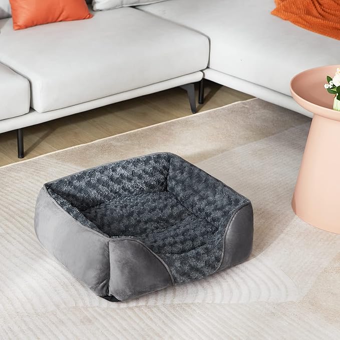 INVENHO Large Dog Bed for Large Medium Small Dogs, Rectangle Washable Orthopedic Dog Bed, Soft Calming Sleeping Puppy Bed Durable Pet Cuddler with Anti-Slip Bottom L(30"x24"x9")