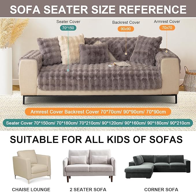 Couch Covers For Dogs,Funny Fuzzy Pet Couch Cover,Plush Solid Colour Non-Slip Couch Cover,Big Dog Bed Blanket, Washable Soft Plush Throw Protector For Bed Couch Car Sofa (11.81x19.69in, Dark Grey)