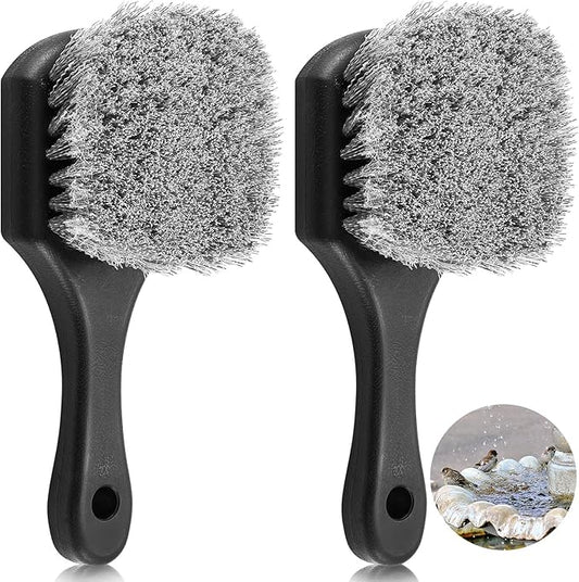 2 Pcs Bird Bath Cleaning Brush Hard Bristle Stiff Bristle Brush with Plastic Handle Utility Scrub for Bird Feeder Bath Accessories Fountain Outdoor Cleaning(Gray)