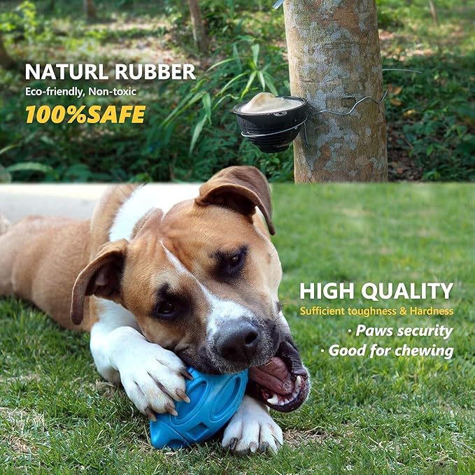 EASTBLUE Squeaky Dog Toys for Aggressive Chewers: Rubber Puppy Chew Ball with Squeaker, Almost Indestructible and Durable Pet Toy for Medium and Large Breed