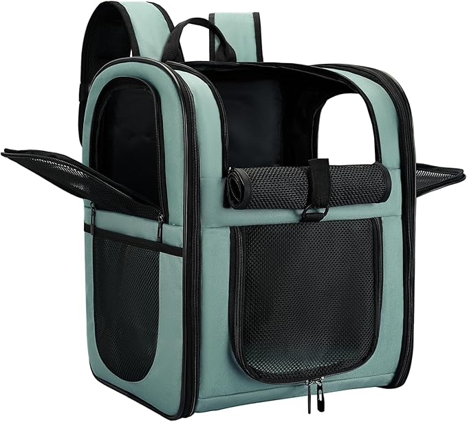 Apollo Walker Dog & Cat Carrier Backpack for 4-18lb Pets - Ventilated Safe Design with Padded Back Support, Breathable Mesh Pet Backpack for Hiking, Travel, Outdoor (Blue)