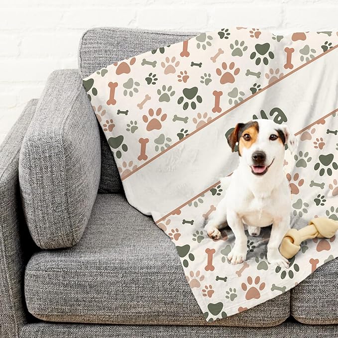 Prints Next Day – Custom 30" x 40" Plush Pet Lightweight Blanket Personalized with Pet Lightweight's Name - Paw Pattern - Gift for Dog Owners - Printed in America