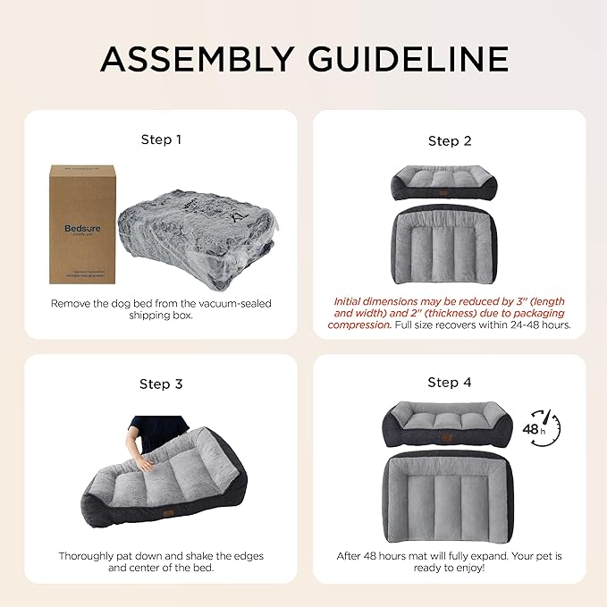 Bedsure SupportMax™ Orthopedic Dog Bed Medium Size Dog - Extra Thick Supportive Medium Dogs Beds with Waterproof Washable Cover, Comfort Pet Bed Sofa with Soft Sherpa and Nonskid Bottom, Grey, 35"