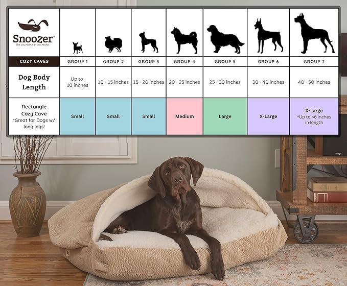 Snoozer Pet Products Luxury Rectangle Cozy Cave Dog Bed with Microsuede, Showdog Collection, Medium, Palmer Indigo