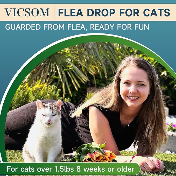 Flea Treatment for Cat Flea and Tick Prevention for Cats Kitten, 6-Month Supply, Cat Flea Treatment & Control, Repellent, Fast Acting Topical Drops for Cats, Over 1.5 lbs, 24-Hour Protect