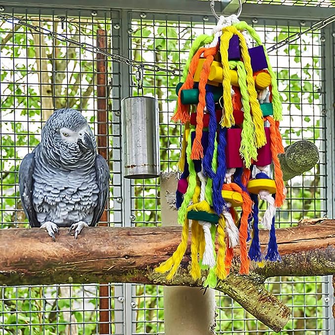 Rypet Large and Small Parrot Chewing Toys Parrot Cage Bite Toy Wooden Block Tearing Toys for Conures Cockatiels African Grey and Other Amazon Parrots
