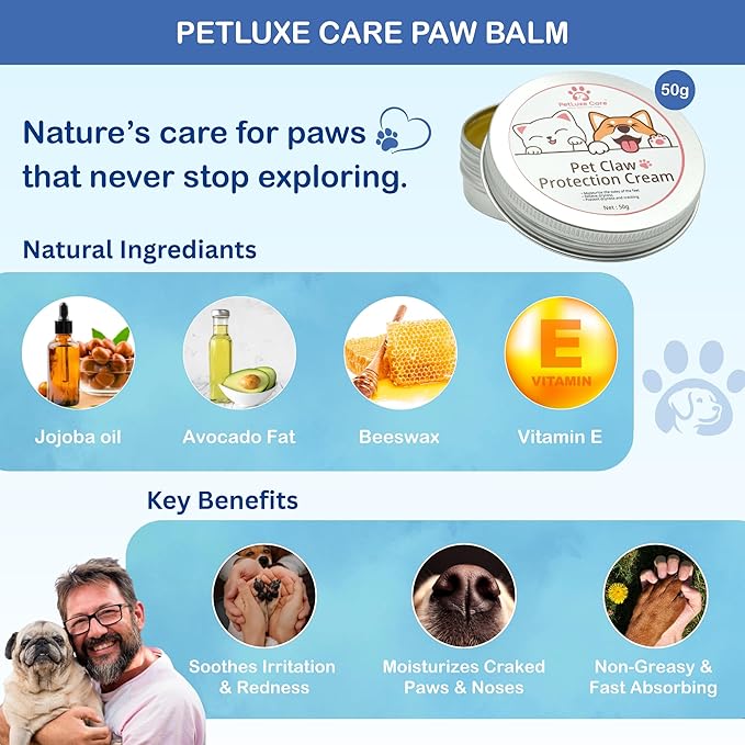 Dog Paw Cleaner for Small & Medium Dogs – Portable Paw Washer Cup with Soft Silicone Brush, Towel & Moisturizing Balm – Gently Cleans Muddy Paws After Walks (Blue, Small)