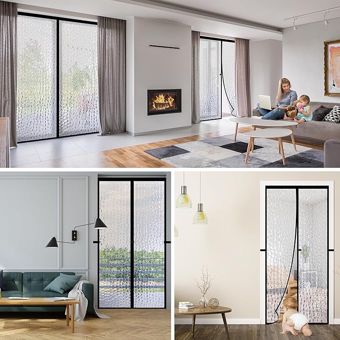 RELIANCER Magnetic Thermal Insulated Door Curtain,Waterproof EVA Door Cover,Fit Doors Size Up to 36"x82",Temperature Protection Insulated Doorway Curtain Partition,Patio Self-Closing Doors Net Screen