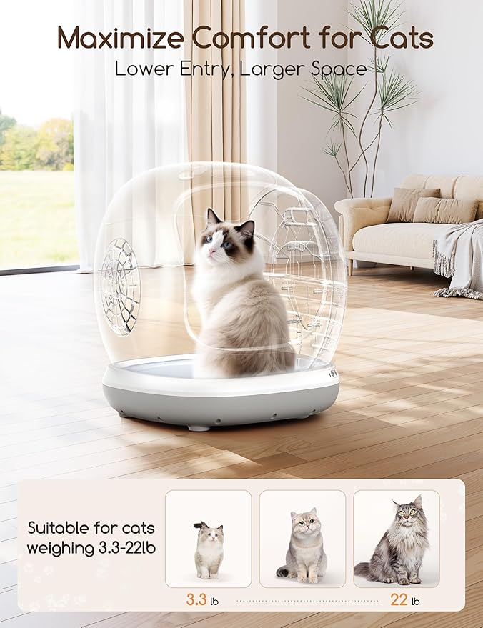 Meowant Self Cleaning Litter Box, Automatic Litter Box Self Cleaning with APP Control, 75L Extra Large Open Low Entry Smart Cats Litter Boxs for Multi-Cat Compatible Senior Cats Large Cats