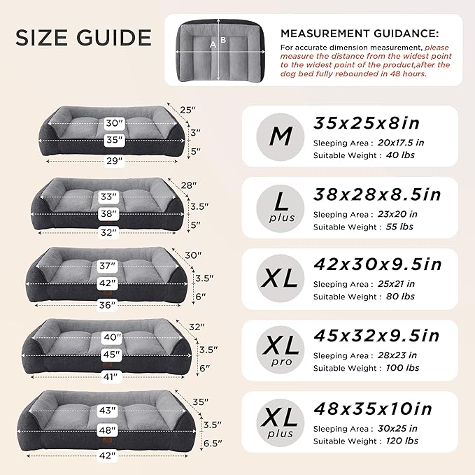 Bedsure SupportMax™ Orthopedic Dog Beds Large Sized Dog - Extra Thick Supportive Large Dogs Bed with Waterproof Washable Cover, L Plus Comfort Pet Sofa with Soft Sherpa and Nonskid Bottom, Grey, 38"
