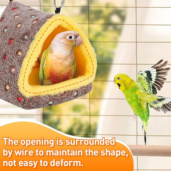 Medium Winter Warm Bird Nest for Cage - Comfortable Bird Bed with Support Board, Hanging Hammock Shed Hideaway Hut Gift for Macaws African Grey Amazon Parrots