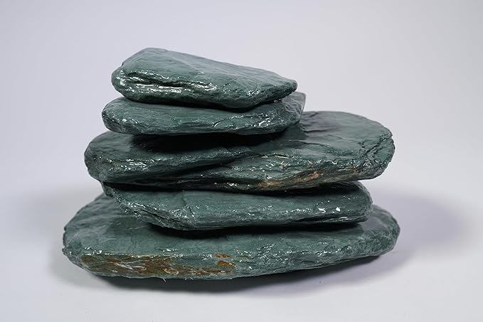 LANDEN River Slate Stone Natural Rocks(18lbs, 3~9 inches,13pcs) for Aquariums, paludariums, Terrariums, Reptile, and Amphibian Enclosures Decorative of Stream's Caves and Caverns