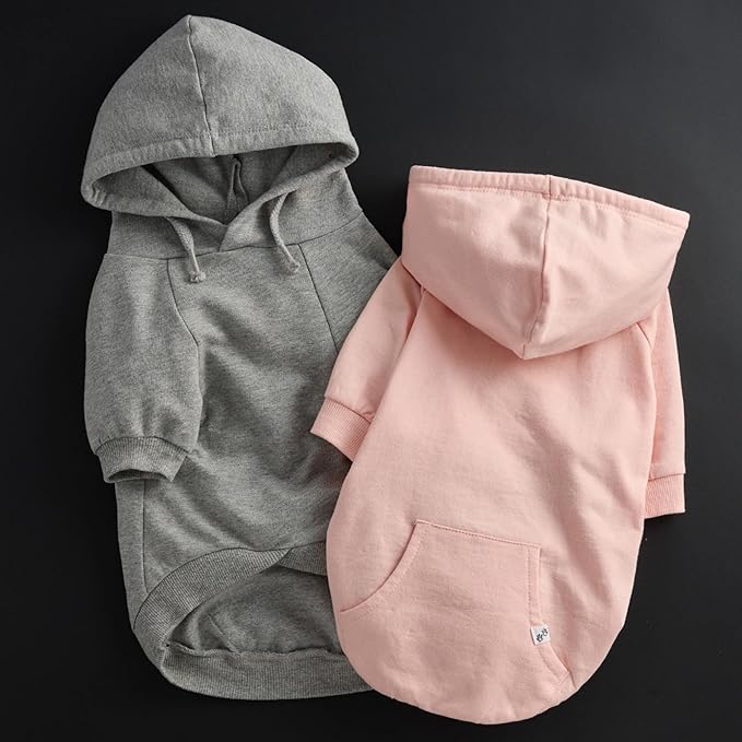 100% Organic Cotton Dog Hoodie Pet Coat for Small, Medium and Large Dogs, Gray Heather, Large