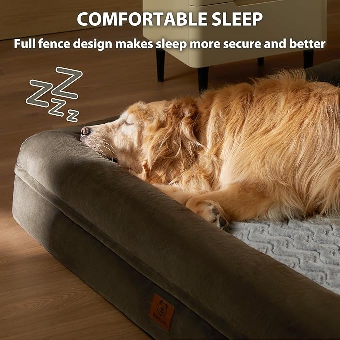 WNPETHOME XL Extra Large Dog Bed, Washable Dog Couch with Removable Waterproof Cover, Orthopedic Large Pet Sofa Bed with Bolster Sides for Sleeping