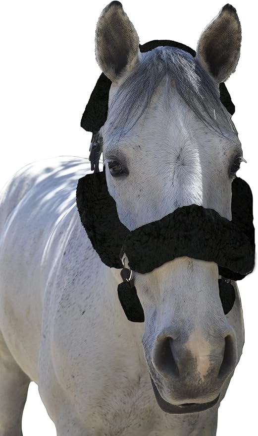 ECP Equine Comfort Products Merino Sheepskin Halter Fleece Set for Horses, 100% Natural Wool, Chafe Protection, Breathable Relief & Cushioned Comfort, Machine Washable, 6-Piece Set