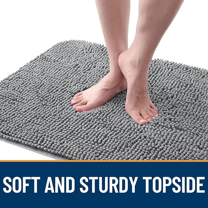OLANLY Dog Door Mat for Muddy Paws 70x32, Absorbs Moisture and Dirt, Absorbent Non-Slip Washable Doormat, Quick Dry Chenille Mud Mat for Dogs, Entry Indoor Entryway Carpet for Inside Floor, Grey