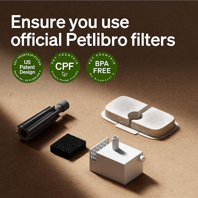 PETLIBRO 4 Packs Replacement Filters for Dockstream Cat Water Fountain PLWF105/PLWF115/PLWF005, 2 Months Set of Replacement Filters for Ultra Quiet Pet Water Fountain