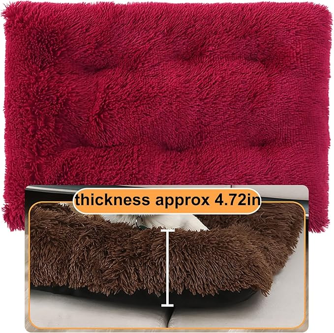 Dog Crate Mat, Dog Bed for Large Dogs, Comfy Fluffy Kennel Pad Anti-Slip for Dog beds & Furniture, Quilted Dog Bed for Pets for Medium/Small Dogs Cats (Color : Red, Size : 30x21)