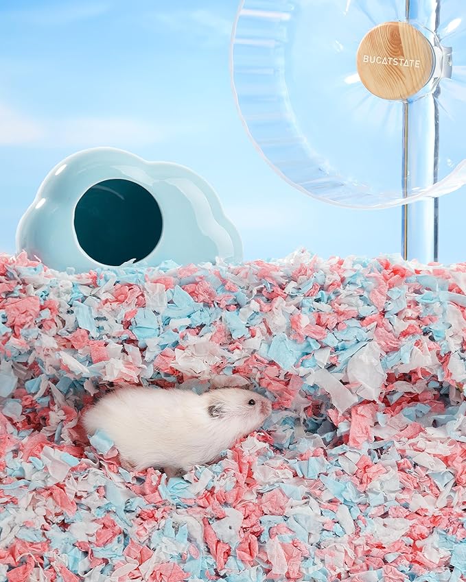 BUCATSTATE Hamster Bedding 70L, 99% Dust-Free Guinea Pig Bedding Odor Control Paper Bedding, Cozy Small Animal Bedding for Rabbit Rat Syrian Dwarf Hamsters Gerbils (Blue)