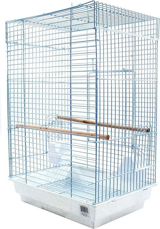 PENN-PLAX Cockatiel & Small Parrot Starter Kit with Birdcage, Cover, and Accessories – Perfect for Cockatiels, Conures, and Small Parrots – Square Dome – White