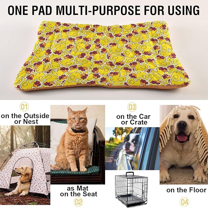 Rubber Duck Star Pet Bed Cute Dog Bed Mat Absorbing Non Slip Pad Pet Sleeping Mat for Small, Medium, and Large Dogs Puppy Cat 24 in x 18 in
