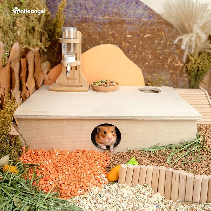 Niteangel Multi-Chamber Hamster House Maze: - Multi-Room Hideouts & Tunnel Exploring Toys for Hamster Gerbils Mice Lemmings (6-Room Large)