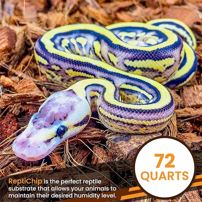 ReptiChip Reptile Substrate Coconut Chip Bedding 72 Quart Compressed Organic Coco Husk Block for Snake Habitat, Ball Python Terrarium, Turtle Tanks, Tortoise Enclosure (3 Pk)