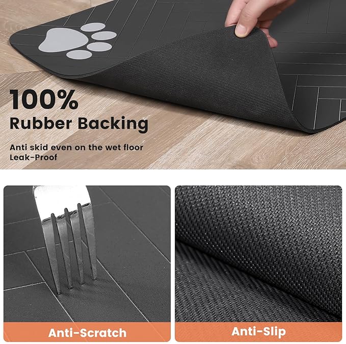 Pet Feeding Mat-Absorbent Pet Placemat for Food and Water Bowl, with Waterproof Rubber Backing, Quick Dry Water Dispenser Mat for Dog and Cat (27"x17", Lime Green)