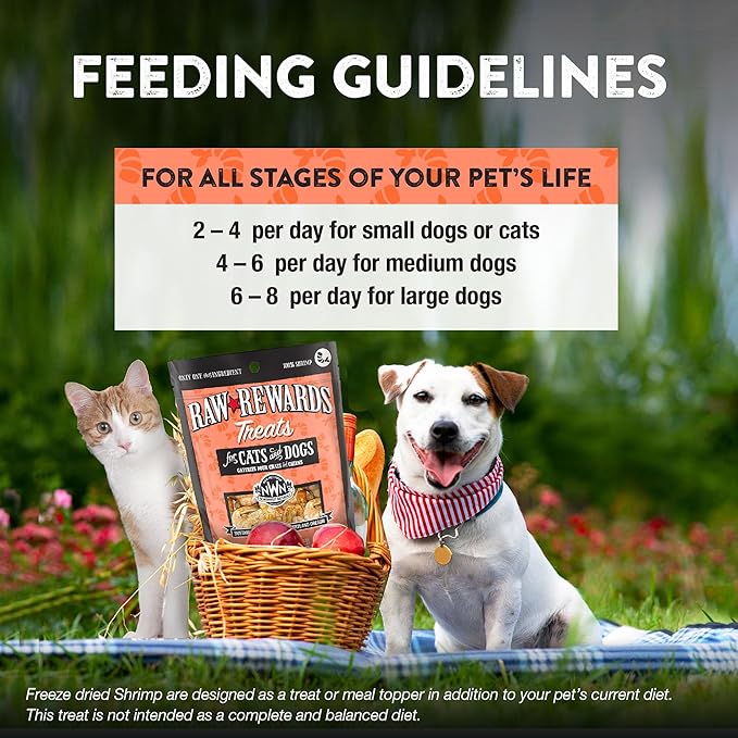 Northwest Naturals Raw Rewards Freeze-Dried Treats - Shrimp (1 oz) & Minnows (1 oz) Treats for Dogs & Cats - Healthy, 1 Ingredient, Human Grade Ingredients, All Natural