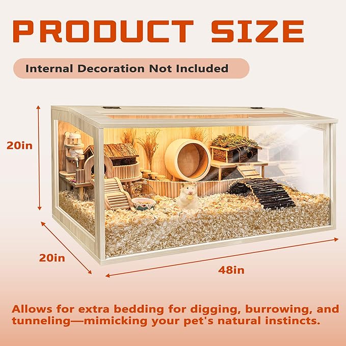 Hamster Cage Chewproof, Large Hamster Cages and Habitats, Openable Top with Acrylic Sheets, Solid Built