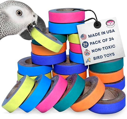 Super Bird Creations SB1155 Fatty Bagels - Durable Cardboard Core Bird Toy Components, Ideal for Parrots, Chewing and Play, Perfect Refill for SB1107 Bagel Cascade - Bird-Safe Paper, Pack of 24