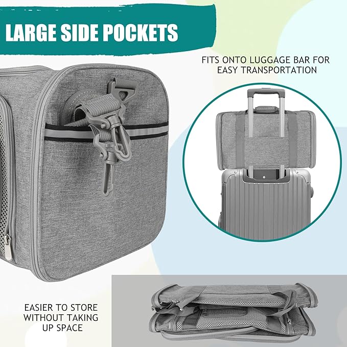 Top tasta Dog Cat Carrier Pet Carriers for Small Medium Large Cats Dogs Carrier Soft Sided Small Puppy Dog Carrier Portable Foldable Airline Approved Dog Cat Travel Carrier Grey Large