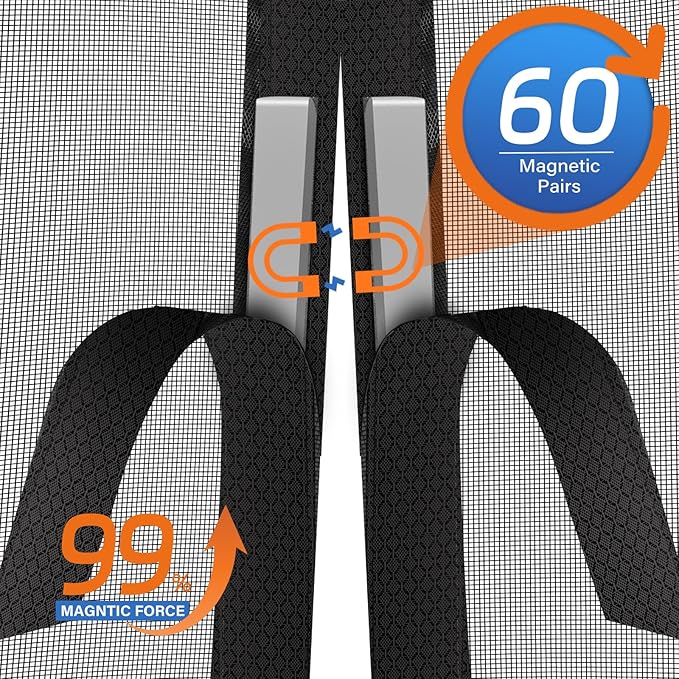 Upgraded PET Mesh Magnetic Screen Door Stronger Than Fiberglass and Polyester,Hands Free,Keep Bugs Out,Pet & Kid Friendly,Suitable for Sliding Doors,Patio and French Doors-80" X 96"