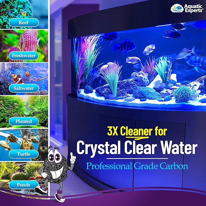 Premium Activated Carbon, Aquarium Carbon for Fish Tank Filter, Aquarium Filter Media, Granulated Charcoal for Fish Tanks, Activated Charcoal Bulk (5.5 lbs with Fine Mesh Bag)