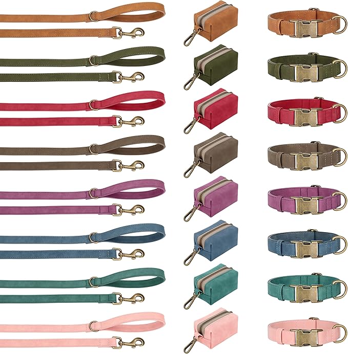 Didog Soft PU Leather Dog Collar, Stylish Quick Released Dog Collars for Medium Dogs, Easy Clean Adjustable Pet Collar for Daily Walking, Dark Green, M Fit 13-21" Neck