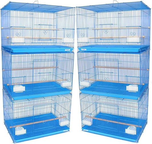 Lot of 6 Aviary Breeding Bird Finch Parakeet Aviary Canary Lovebird Budgie Flight Cage 24"x16"x16"H (Blue)